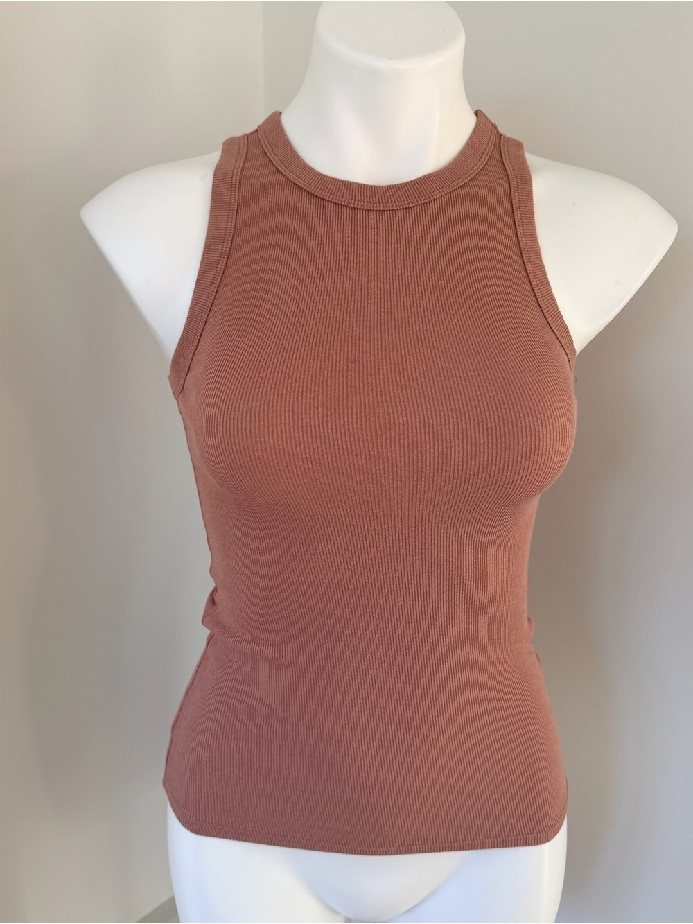 A New Day Brown Ribbed Tank Top